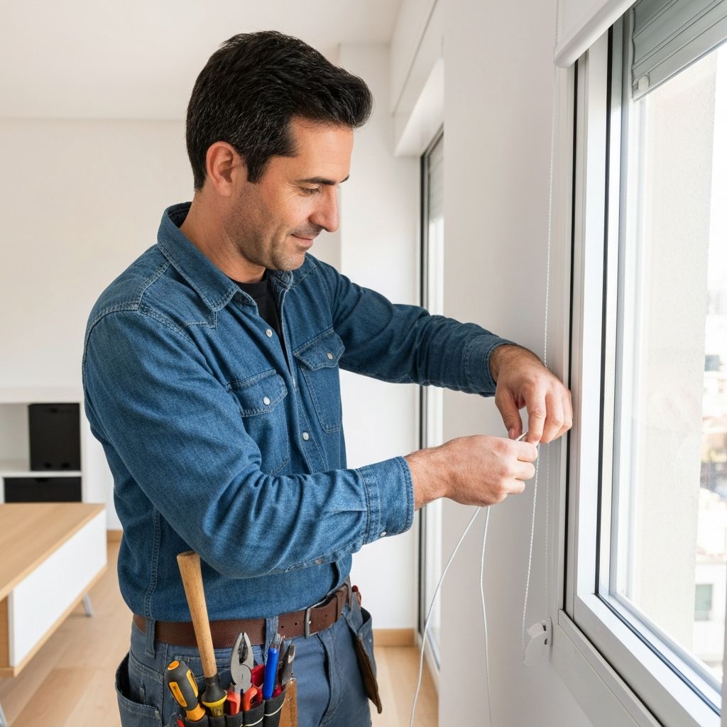 Reparacion de persiana enrollable en ventana de apartamento