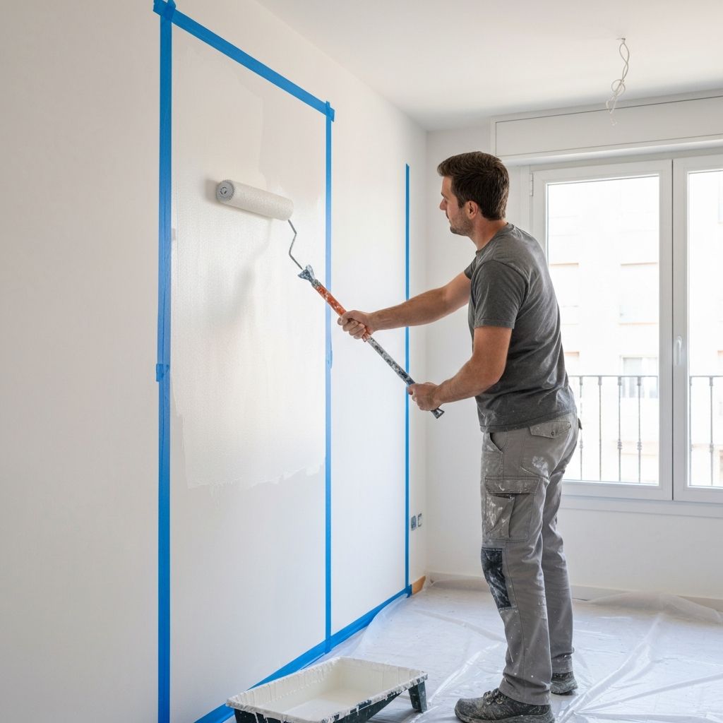 Pintura profesional de pared en apartamento de Madrid